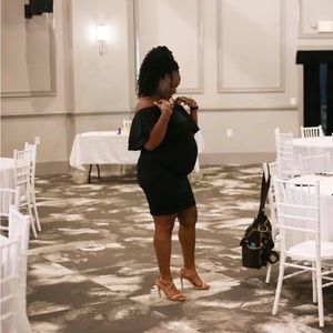 Off The Shoulder Little Black Maternity Dress